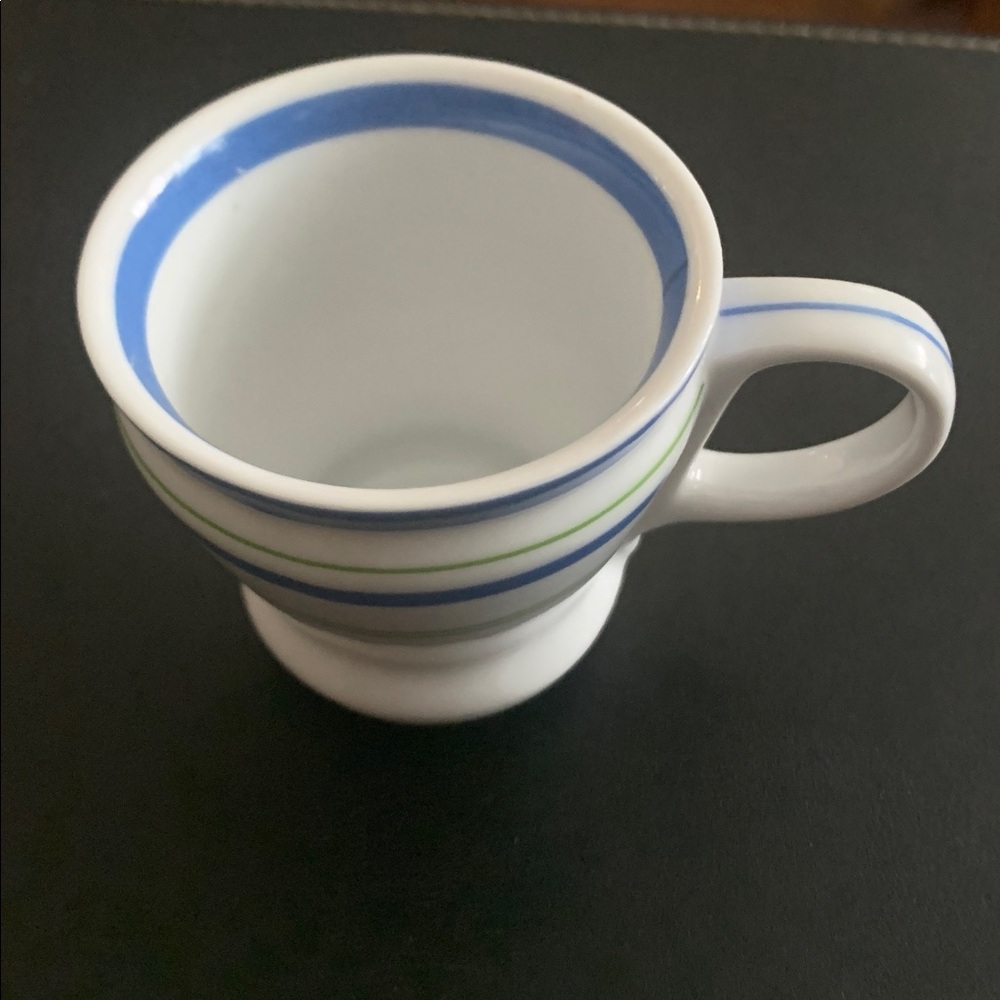 2007 Starbucks White Espresso Cup with Blue and Green Accents